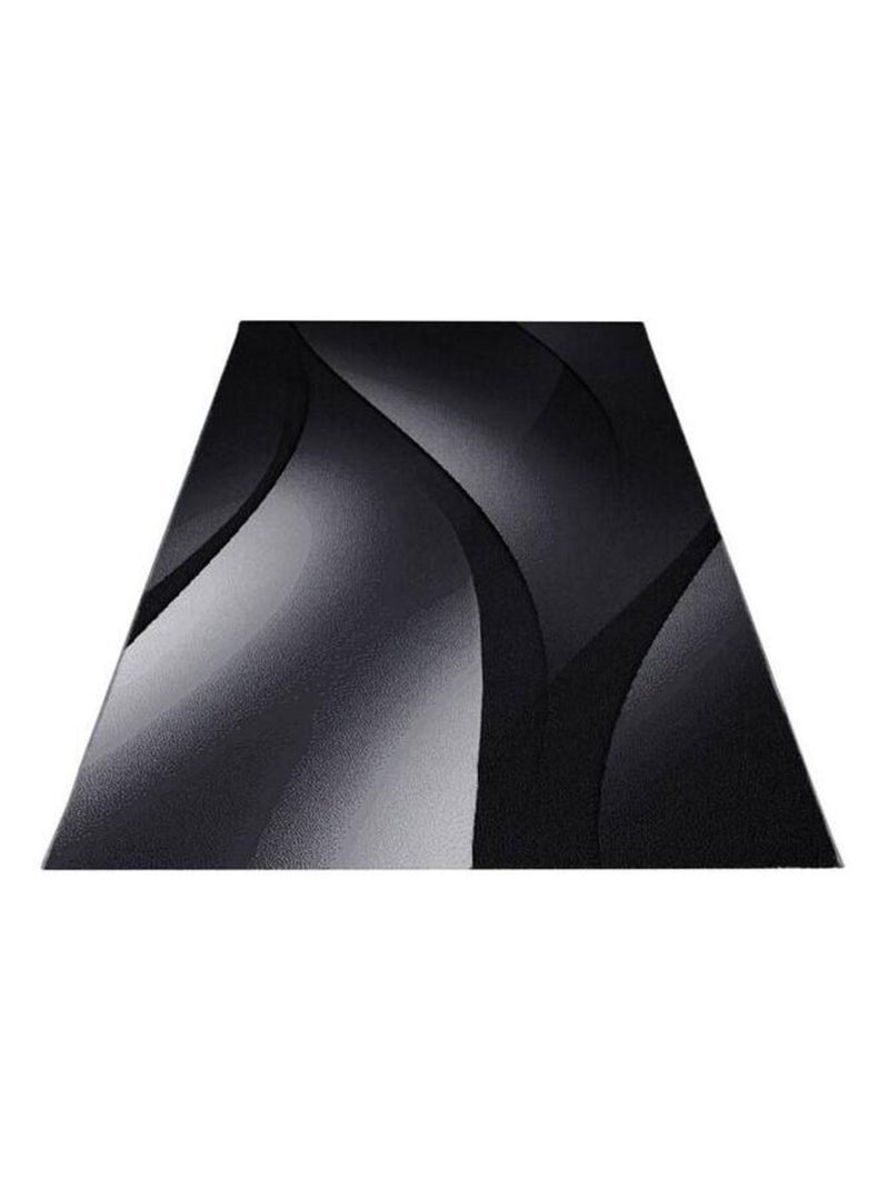 Tapis effet courbe pour salon design rectangle Kris Noir - Kiabi