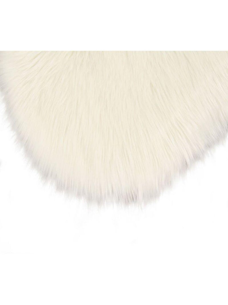 Tapis effet peau de mouton longues mèches Alisa Blanc - Kiabi