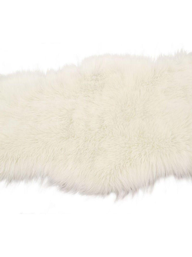 Tapis effet peau de mouton longues mèches Alisa Blanc - Kiabi