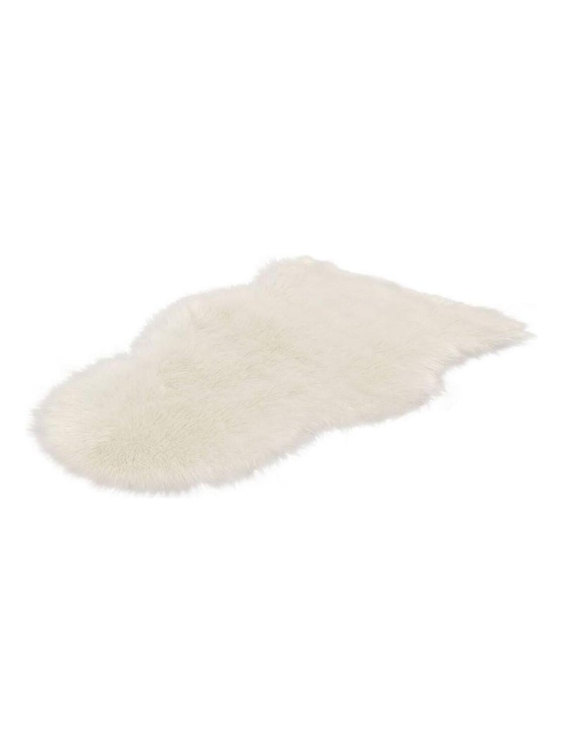 Tapis effet peau de mouton longues mèches Alisa Blanc - Kiabi
