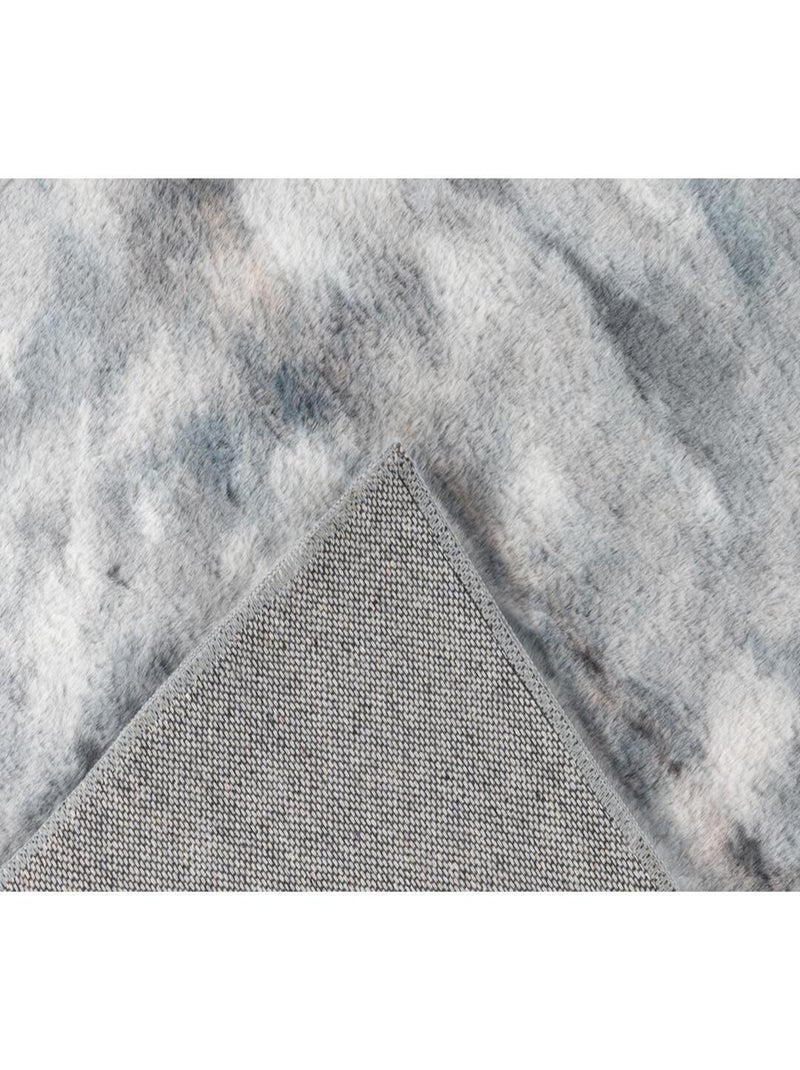 Tapis effet usé très doux en polyester Bolero Argenté - Kiabi