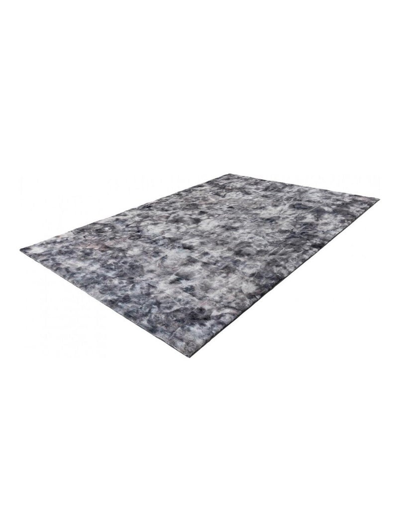Tapis effet usé très doux en polyester Bolero Noir Gris anthracite - Kiabi