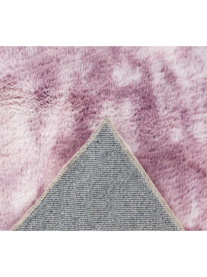 Tapis effet usé très doux en polyester Bolero Noir Rose - Kiabi