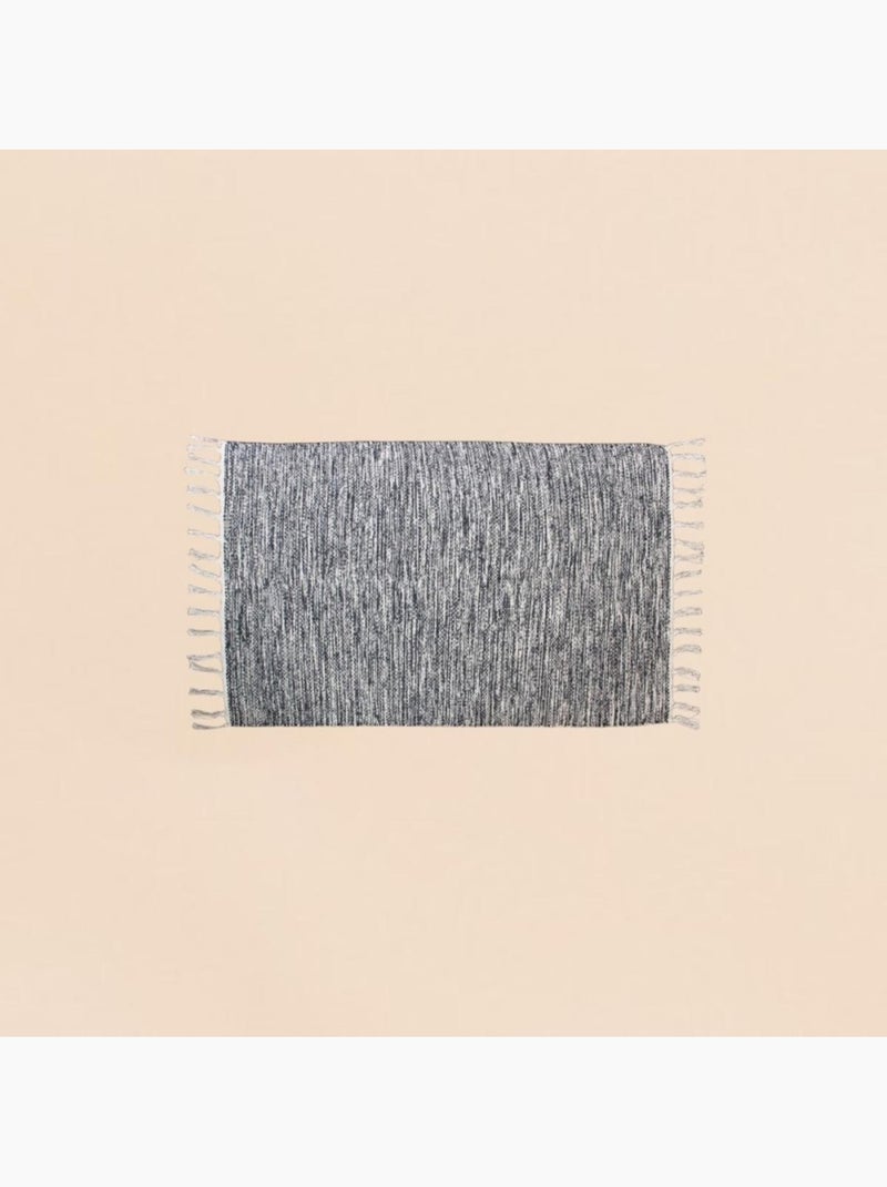Tapis en coton à franges 60x90cm Noir - Kiabi