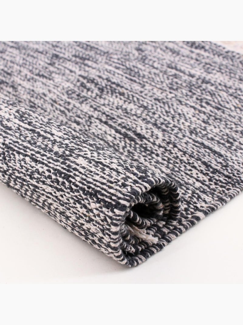 Tapis en coton à franges 60x90cm Noir - Kiabi