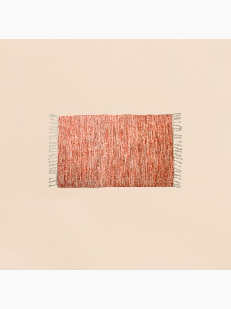 Tapis en coton à franges 60x90cm Rouge - Kiabi