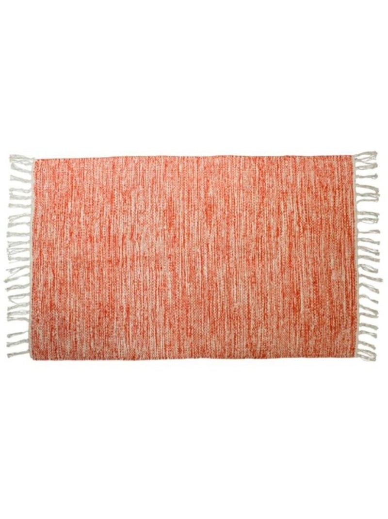 Tapis en coton à franges 60x90cm Rouge - Kiabi