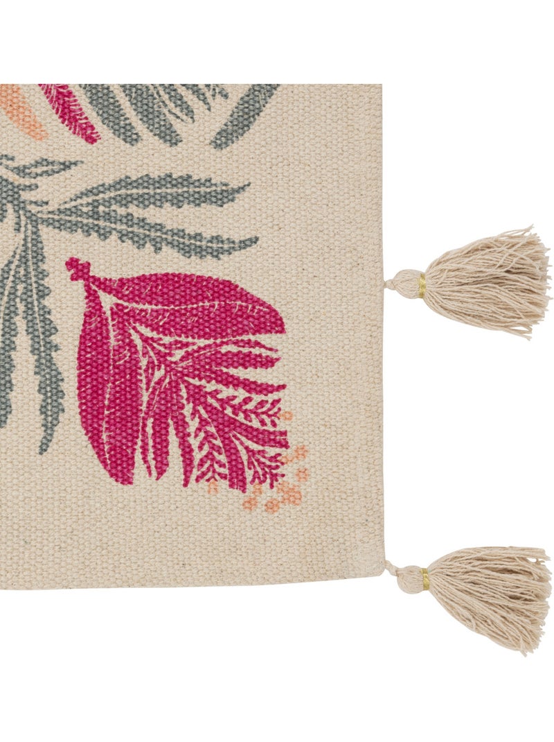 Tapis en coton à franges motifs graphiques wild Vert clair - Kiabi