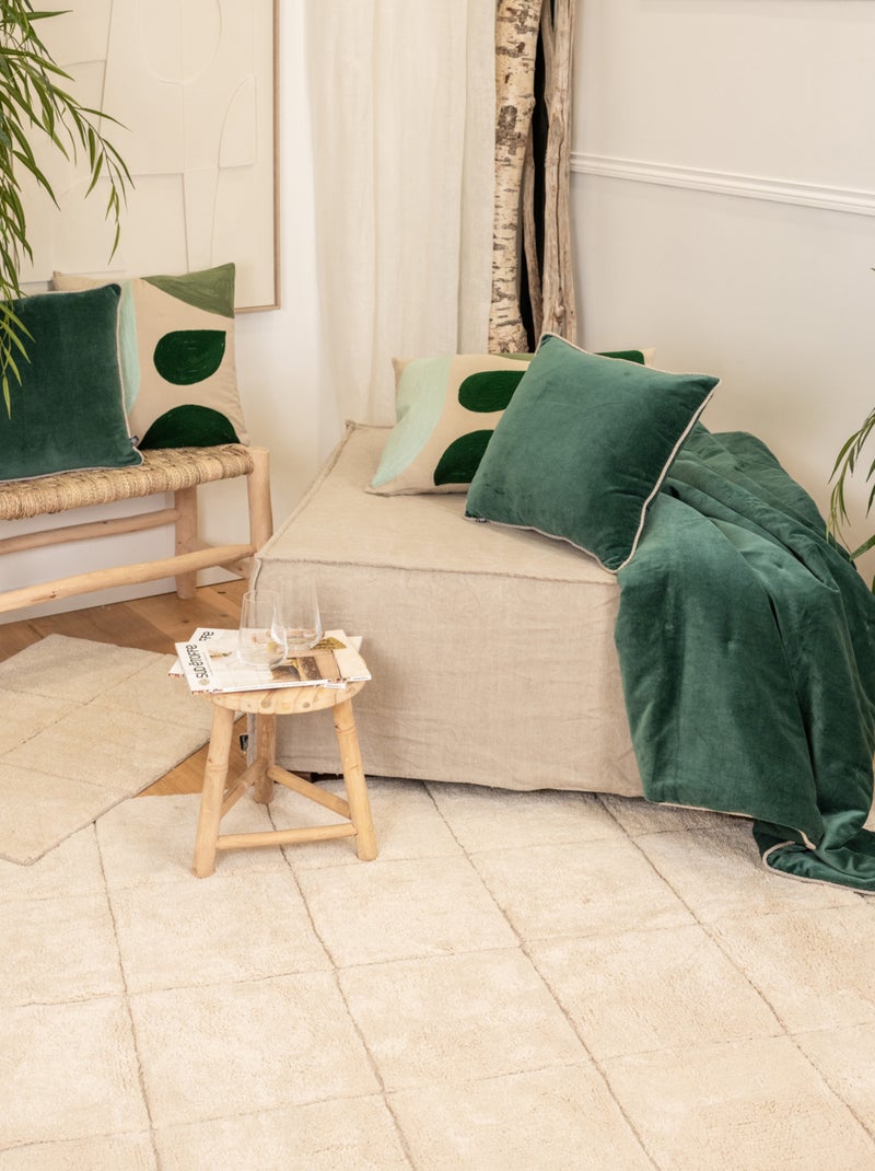 Tapis en coton à motifs carreaux Ecru - Kiabi