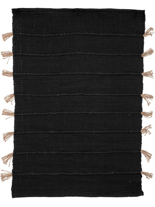 Tapis en coton avec pompon en jute BOX - Kiabi