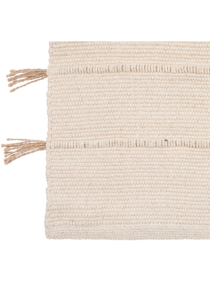 Tapis en coton avec pompon en jute BOX Vert - Kiabi