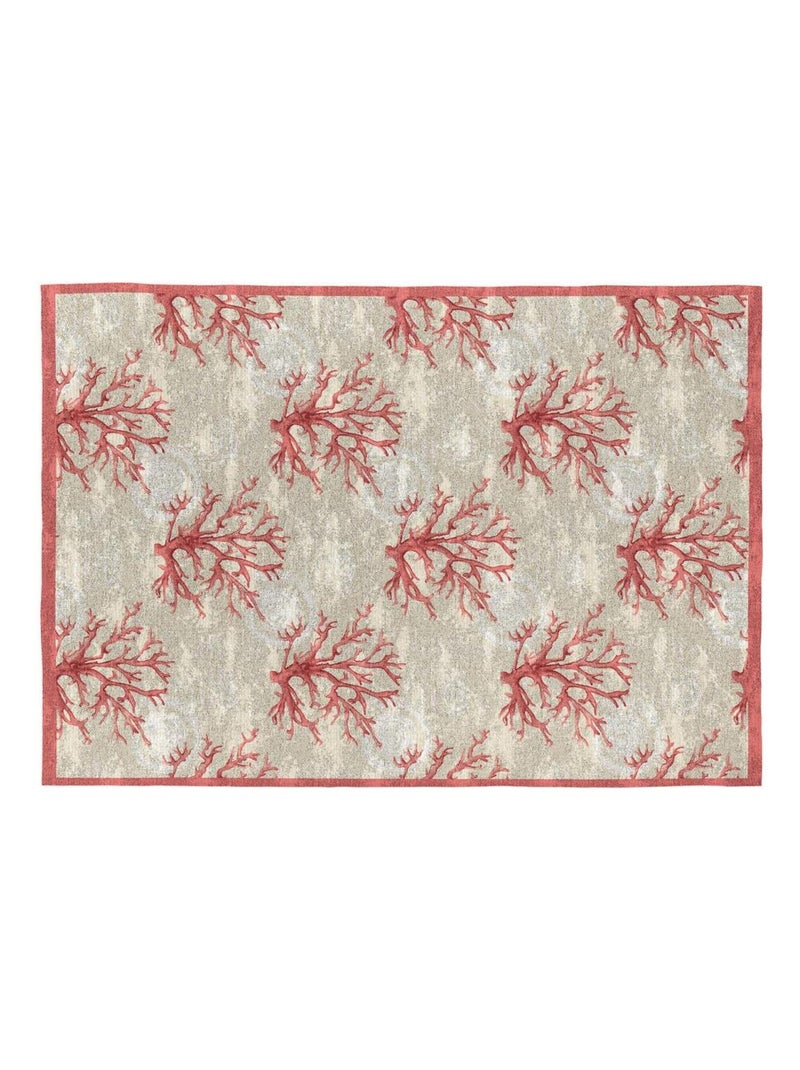 Tapis en coton beige et corail plat effet arbre Byron Beige - Kiabi