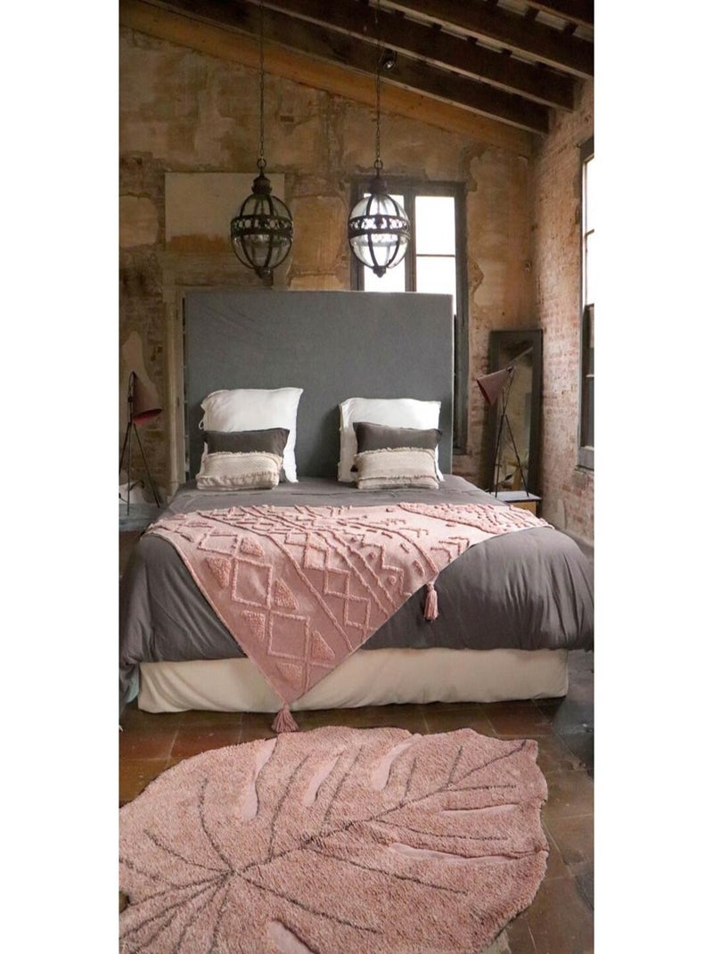 Tapis en coton lavable en machine ethnique Tribu Lorena Canals Noir Rose - Kiabi