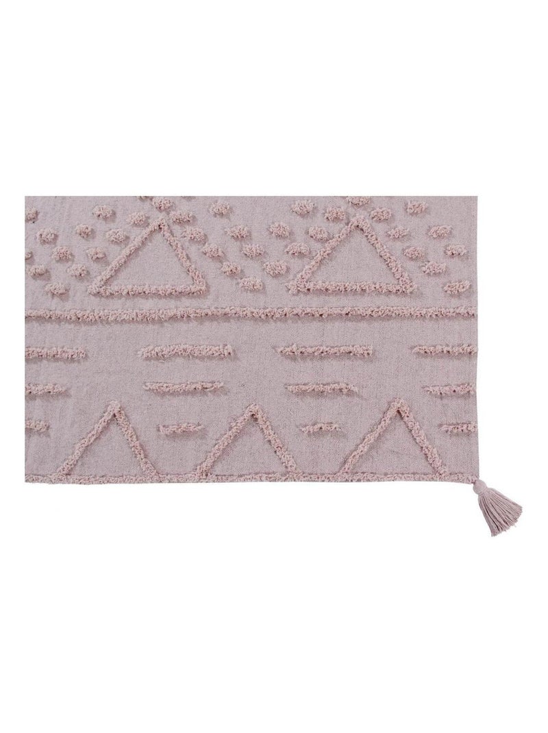 Tapis en coton lavable en machine ethnique Tribu Lorena Canals Noir Rose - Kiabi