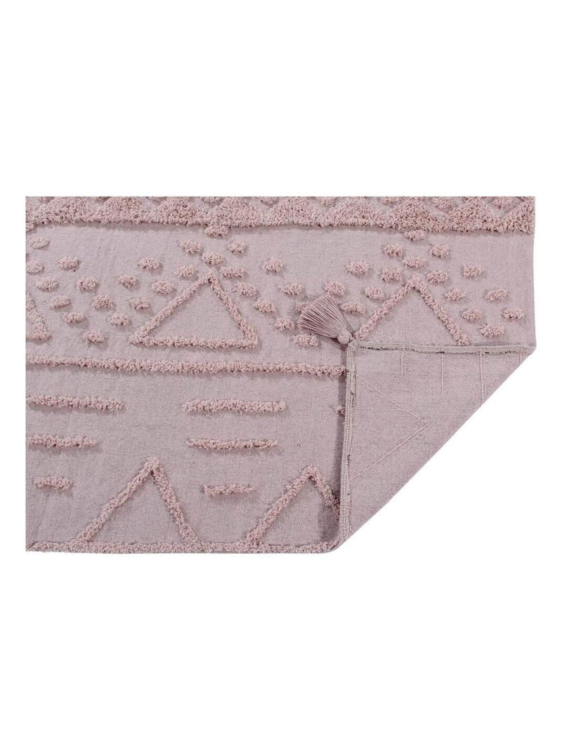 Tapis en coton lavable en machine ethnique Tribu Lorena Canals Noir Rose - Kiabi