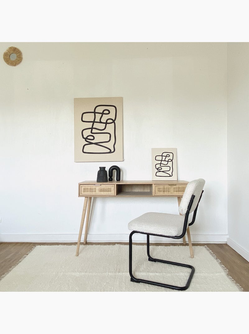 Tapis en coton tissé main avec franges Ecru - Kiabi