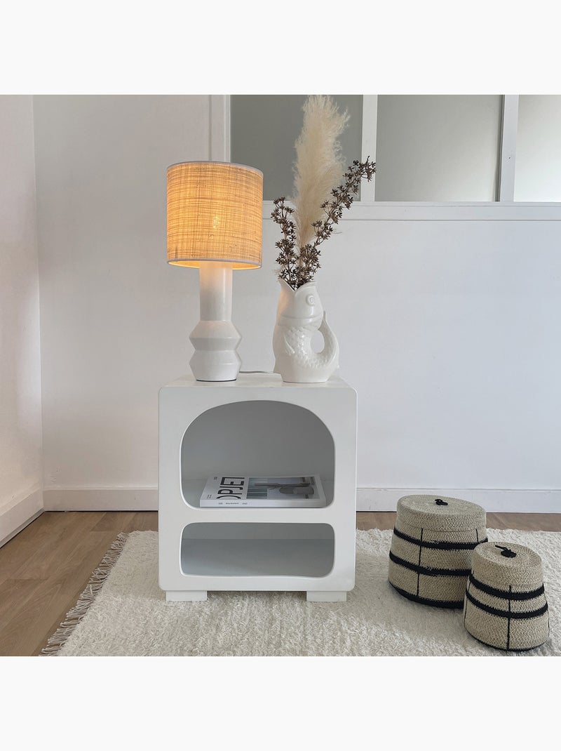 Tapis en coton tissé main avec franges Ecru - Kiabi