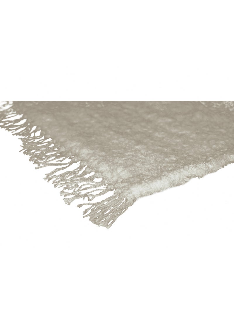 Tapis en coton tissé main avec franges Ecru - Kiabi