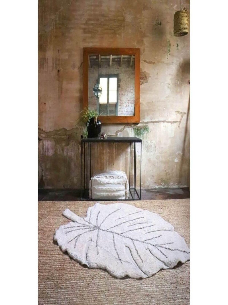 Tapis en forme de feuille pour salon Monstera Lorena Canals Beige - Kiabi