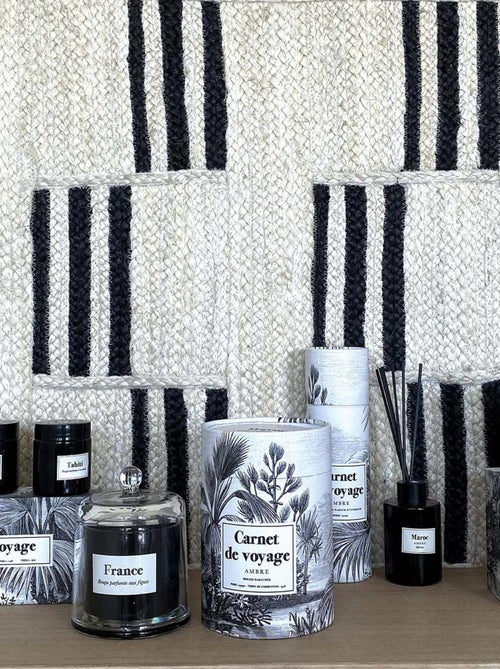 Tapis en jute à rayures noires - Kiabi