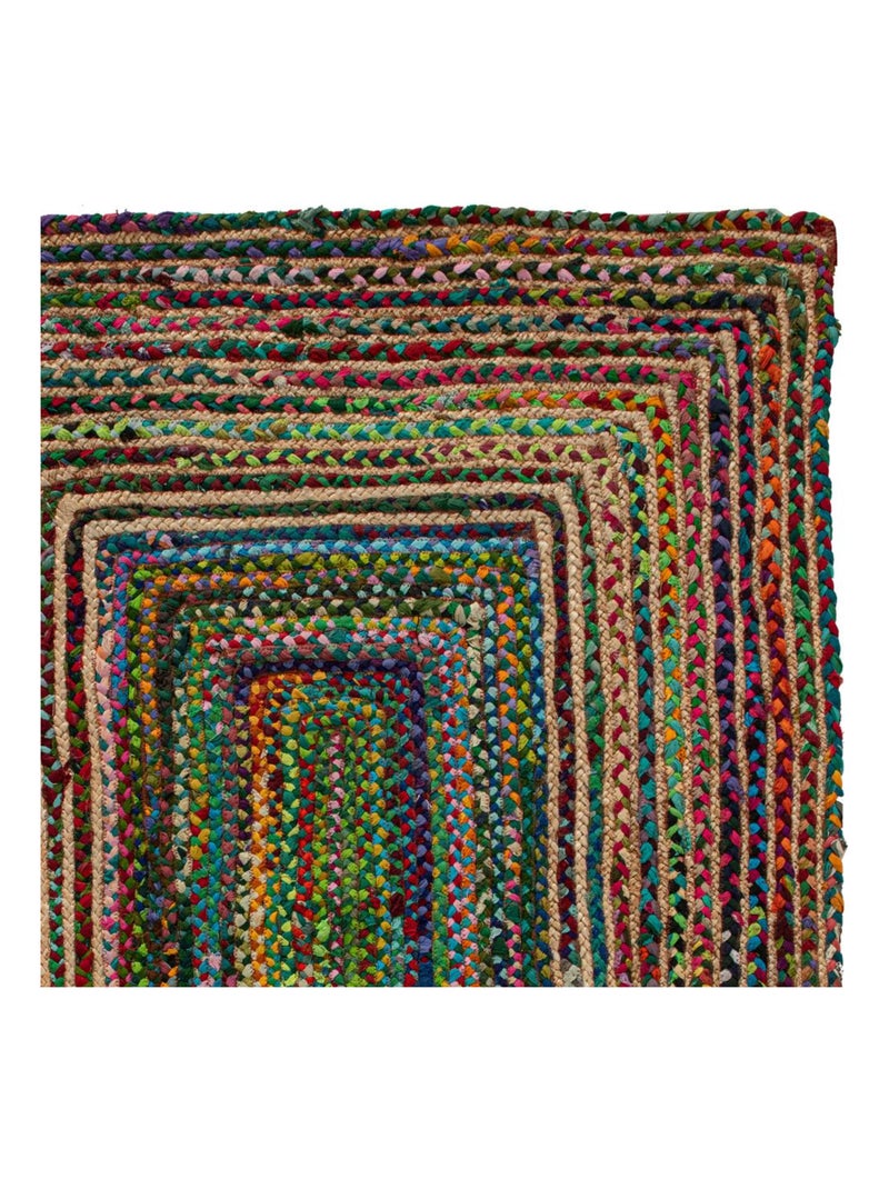 Tapis en jute et tissu recyclé MULTICO 'Deko&co' Multicolore - Kiabi