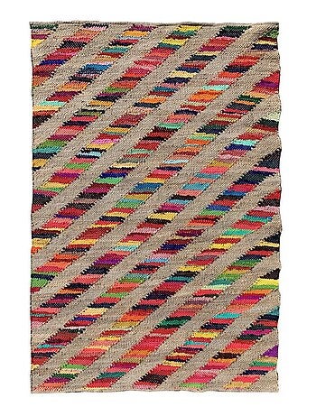 Tapis en jute fait à la main motif ethnique RAINBOWA