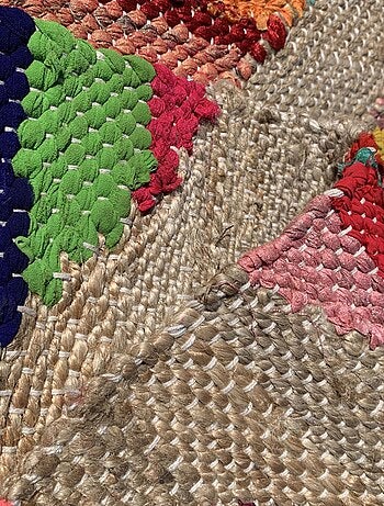 Tapis en jute fait à la main motif ethnique RAINBOWA