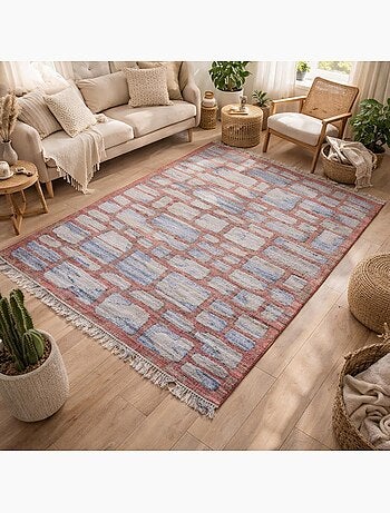 Tapis en jute fait à la main motif géométrique JUTAP