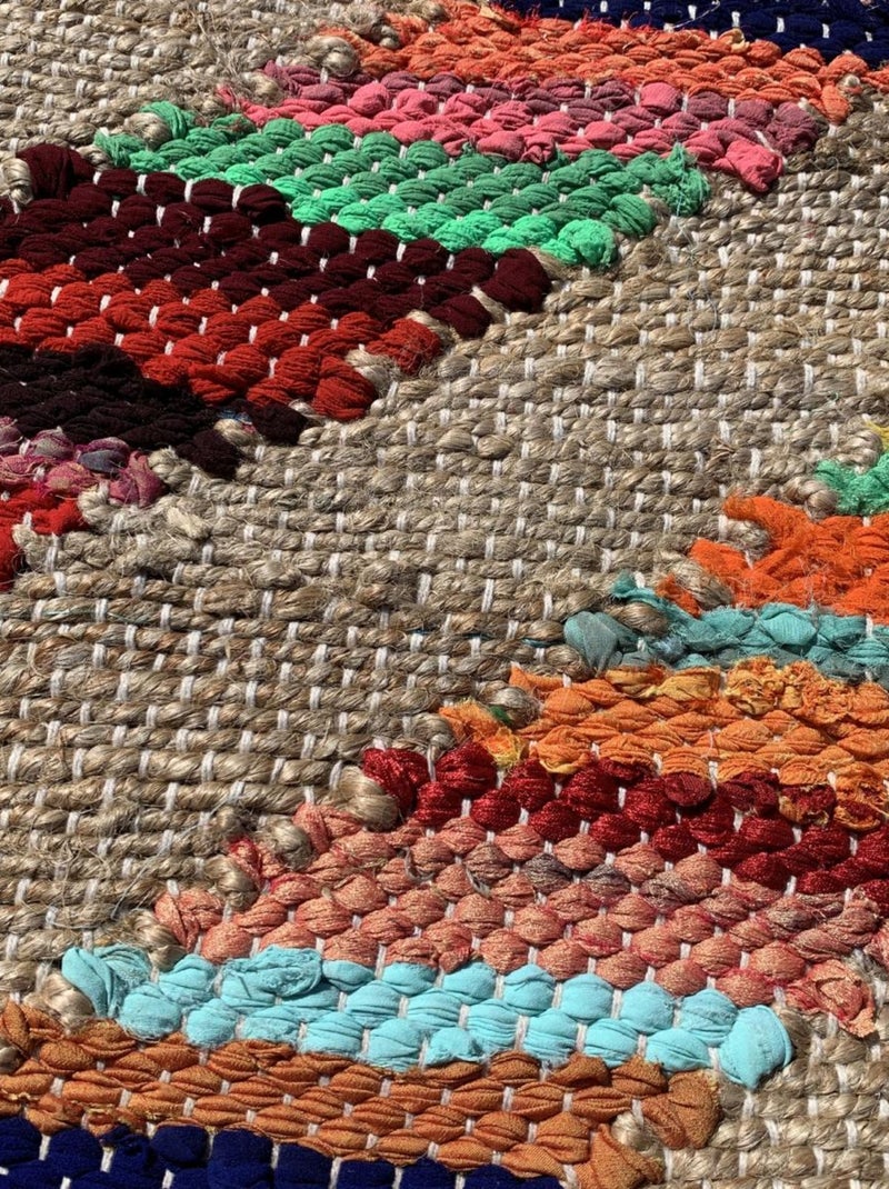 Tapis en jute fait à la main motif géométrique rainbowa Multicolore - Kiabi