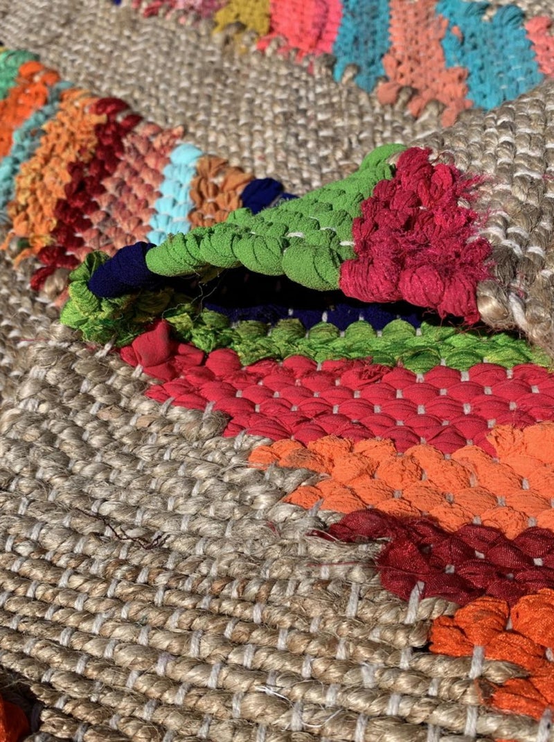 Tapis en jute fait à la main motif géométrique rainbowa Multicolore - Kiabi