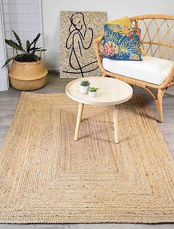 Tapis en jute fait à la main motif uni NATURE