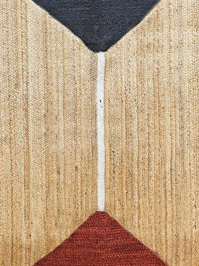 Tapis en jute formes géométriques 'Deko&co' Blanc Bordeaux Bleu - Kiabi