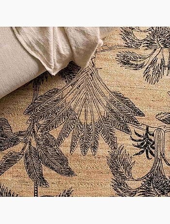 Tapis en jute imprimé jungle 120x170cm