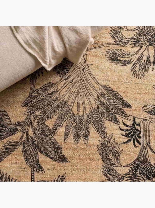 Tapis en jute imprimé jungle 120x170cm - Kiabi