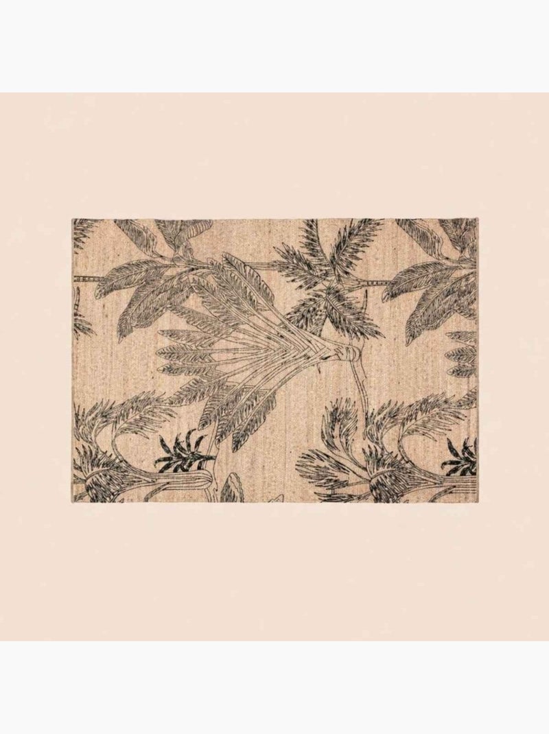 Tapis en jute imprimé jungle 120x170cm Beige - Kiabi