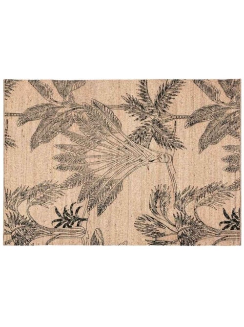 Tapis en jute imprimé jungle 120x170cm - Kiabi