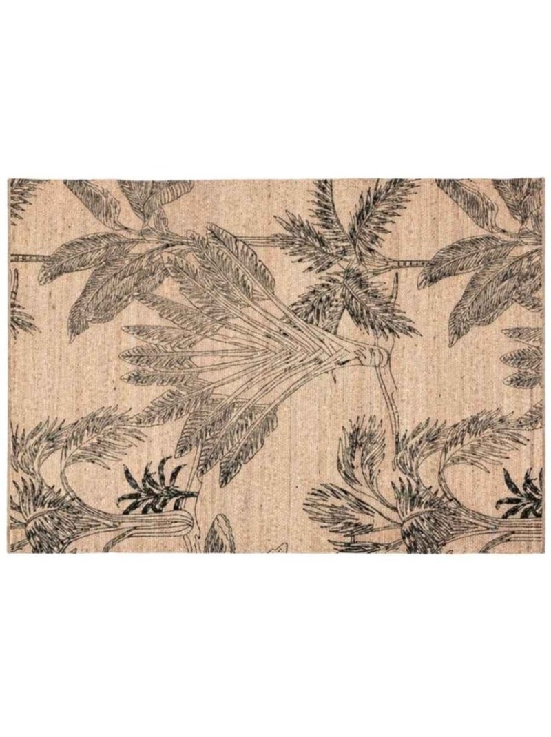 Tapis en jute imprimé jungle 120x170cm Beige - Kiabi