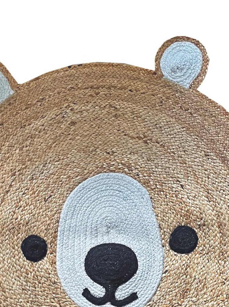 Tapis en jute Ourson 'Deko&co' Beige/Blanc - Kiabi