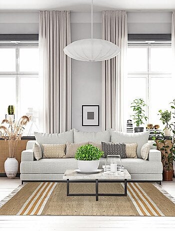 Tapis en jute raye Jaune 'Deko&co'