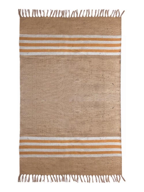 Tapis en jute raye Jaune 'Deko&co' - Kiabi