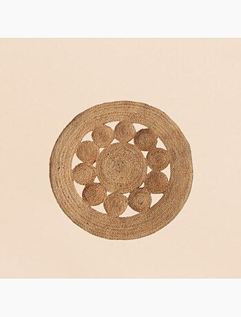Tapis en jute rond forme fleur 100cm