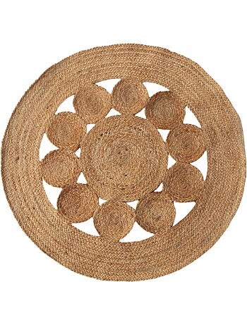 Tapis en jute rond forme fleur 100cm