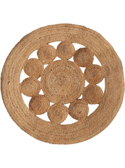 Tapis en jute rond forme fleur 100cm - Kiabi Tapis en jute rond forme fleur 100cm - Kiabi