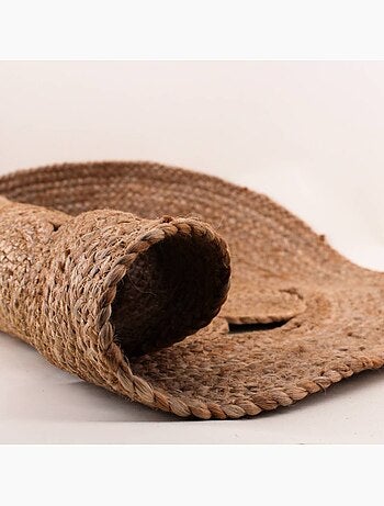 Tapis en jute rond forme fleur 80cm