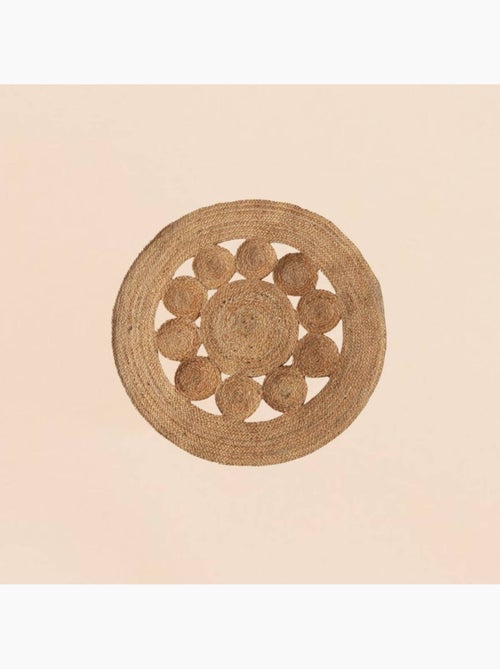 Tapis en jute rond forme fleur 80cm - Kiabi