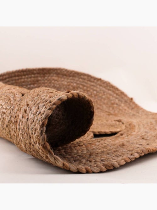 Tapis en jute rond forme fleur 80cm - Kiabi