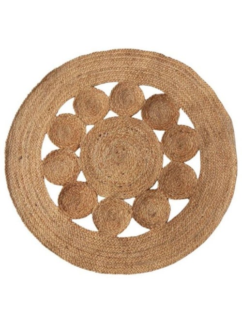 Tapis en jute rond forme fleur 80cm - Kiabi