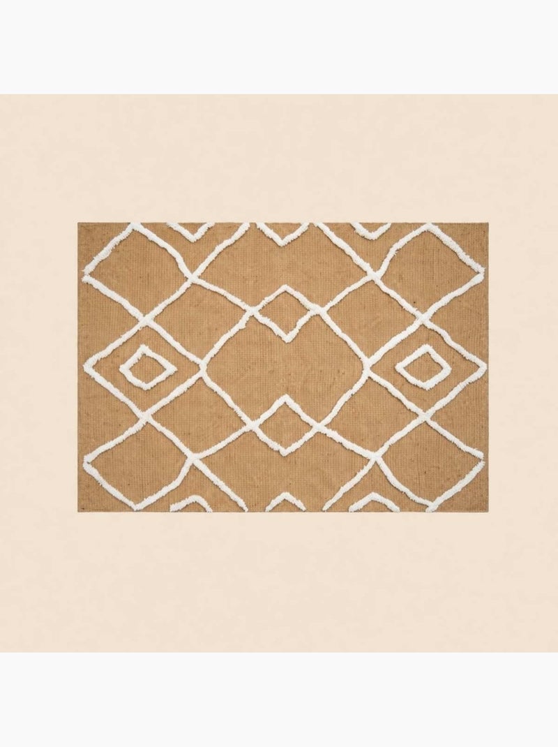Tapis en jute tufté motifs géométriques 120x170cm Beige - Kiabi