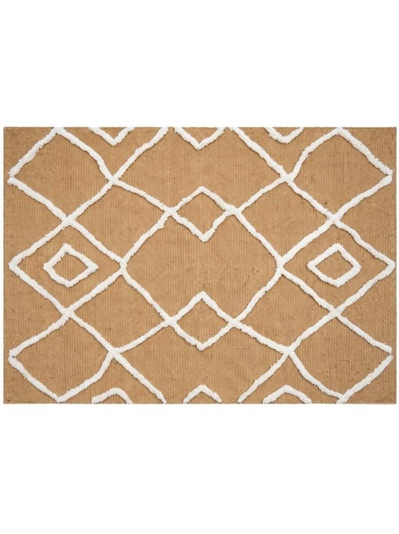 Tapis en jute tufté motifs géométriques 120x170cm Beige - Kiabi