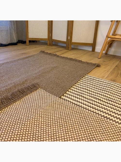 Tapis en laine et coton à motif géométrique - Kiabi Tapis en laine et coton à motif géométrique - Kiabi